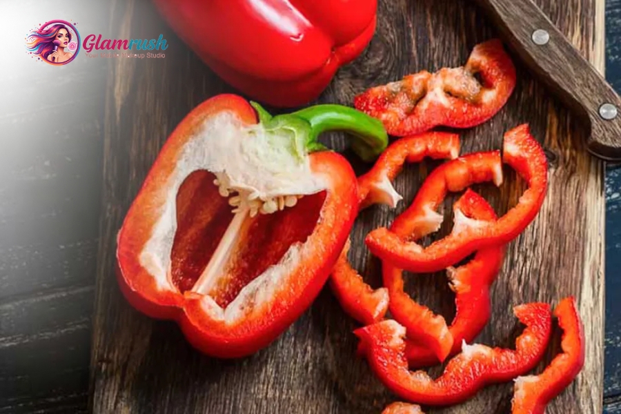 12 Of The Best Foods For Achieving A Healthy Skin Glow 3 Red bell peppers boost collagen with high Vitamin C.