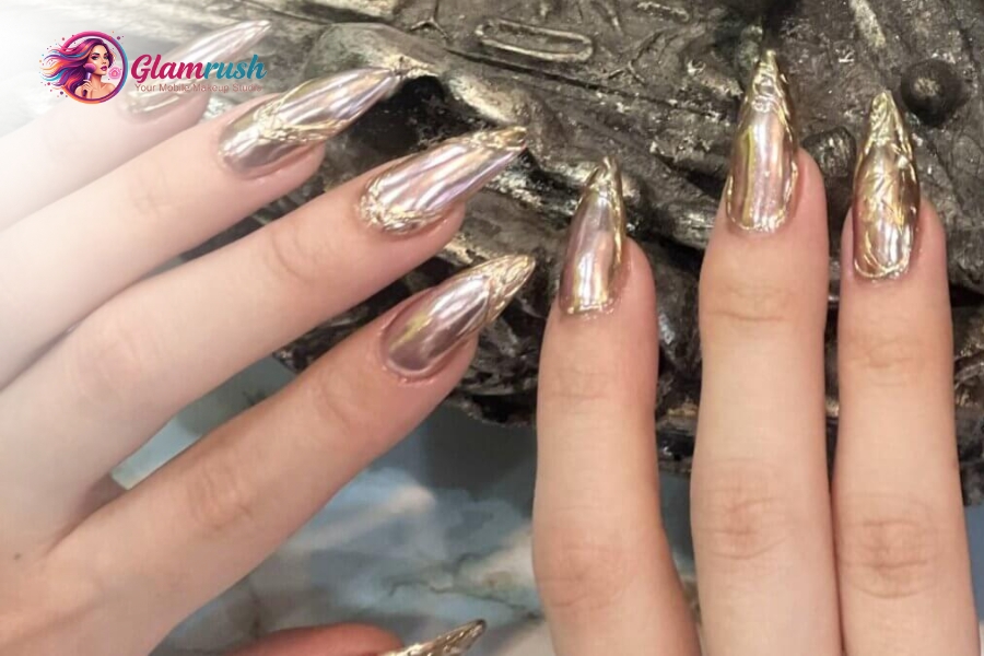 Top NY Fashion Week Makeup Trends For A Runway Look 5 Chrome Nails and Nail Jewelry