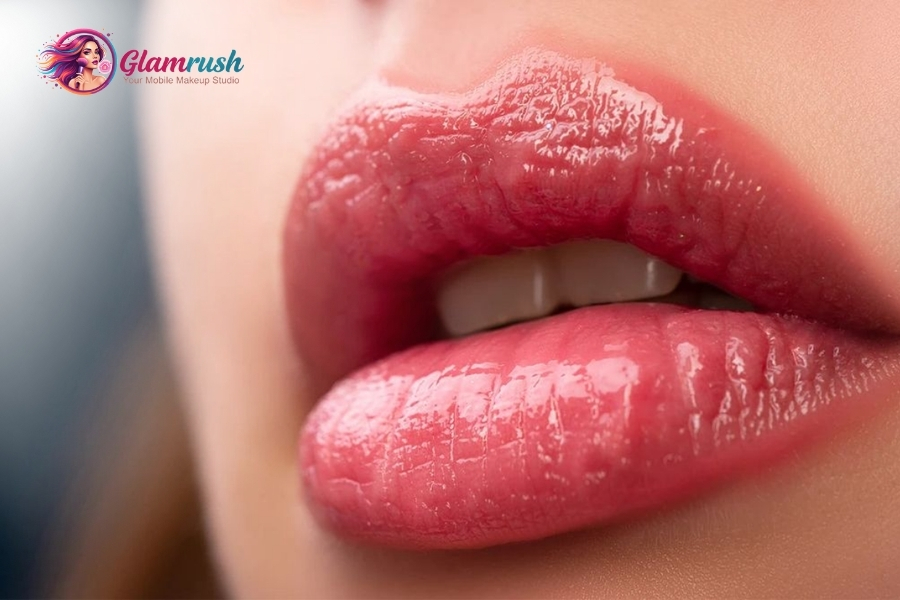 Master The Glossy Lips Trend For A Flawless NY Look 5 Balance glossy lips with simple eye makeup and setting powder.